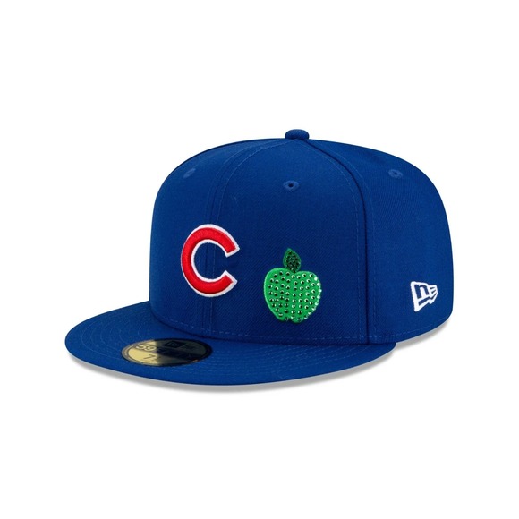 Chicago Cubs 7 7/8 Fitted Hat New Era Crystal Icons Rhinestone 59FIFTY Apple MLB - Picture 2 of 6
